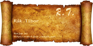 Rák Tibor névjegykártya